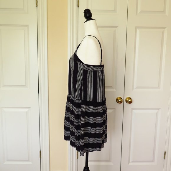 Drop Waist Dress with Black and White Stripes - Picture 7 of 8
